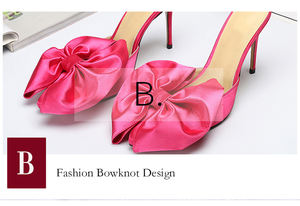 Tailingjia kadınlar saten ilmek kalite sivri burun yüksek topuk parti terlik katır pompaları - Product Image 5