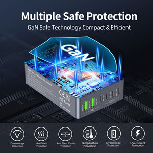 Estación de Carga USB <span class=keywords><strong>C</strong></span> de Escritorio GaN Portátil Multi-Puerto de 100 W, <span class=keywords><strong>Cargador</strong></span> Rápido Inteligente PD <span class=keywords><strong>Tipo</strong></span>-<span class=keywords><strong>C</strong></span> para Teléfono/Tableta/Portátil - Product Image 5
