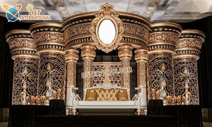 เวทีต้อนรับชาวอินเดียตอนใต้ราคาถูก,เวทีต้อนรับชาวอินเดียใต้ขนาดใหญ่สำหรับตกแต่งเวทีงานแต่งงานแบบดั้งเดิมพร้อมเสา Dev - Product Image 3