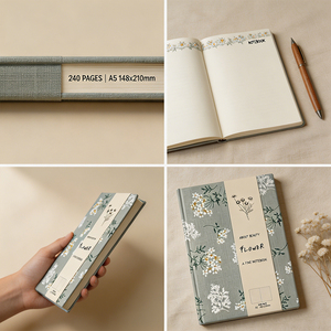 Sheng Kang Packaging Flower Hardcover Notebook A5 240 Page Fabric Cover Digital Printing Sewing Binding Gift Composition <b>Book</b> - Product Image 3