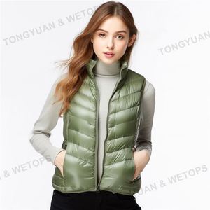Logotipo personalizado/Fabricantes de ropa personalizada al por mayor <span class=keywords><strong>mujer</strong></span> <span class=keywords><strong>chaleco</strong></span> sin mangas ultraligero abajo chaqueta señoras <span class=keywords><strong>chaleco</strong></span> acolchado - Product Image 6