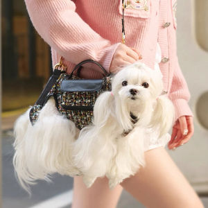 Ayarlanabilir boyun askısı ve köpek koşum seti ile fabrika doğrudan lüks dokulu tüvit köpek taşıyıcı - Product Image 1