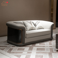 Canapé moderne de style italien en bois massif avec revêtement en cuir Nappa véritable, 1, 2 ou 3 places, accoudoirs arrondis et courbes pour salon