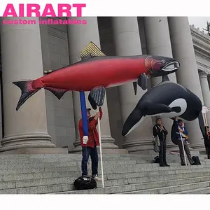 새로운 퍼레이드 장식 워킹 풍선 물고기 의상 인형, 무대 소품 사랑스러운 물고기 고래 인형
