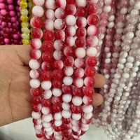 JC grosir kristal 10mm manik-manik kaca retak warna baru manik-manik longgar manik-manik kaca bulat untuk membuat perhiasan