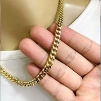 Xinfly Chaîne gourmette cubaine Miami creuse épaisse en or jaune massif 18 carats Au750, non ternissable, pour hommes et femmes, 3.1mm 4.2mm 5.3mm