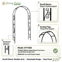 Arche de jardin classique en métal décorée de motifs enroulés, noire, détachable, thermolaquée, antirouille, résistante aux intempéries, pour balcon ou mariage