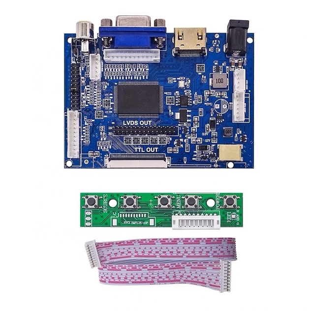LCD TTL LVDS Controller Board HD MI-Compatible VGA 2AV 50PIN For 7300101463 1024*600 Driver Board Support 12v and Resolution