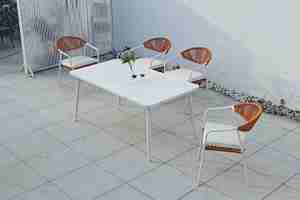 Modern Outdoor Aluminum Dining <b>Table</b> Chair Set Comfortable with Rope for <b>Gardens</b> Courtyards Terraces Hotels Parks - Product Image 3