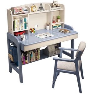 Solid Wood Bookshelf Integrated Desk 80x60x135cm Nordic Style Study Desk For Kids Bedroom Furniture - Product Image 5