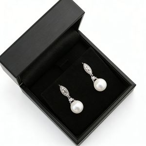 Caja para Pendientes Vintage, Diseño Minimalista, Caja de Regalo para Joyería de Cuero PU Rígido, Inserto de Gamuza, Logotipo Grabado, OEM - Product Image 6