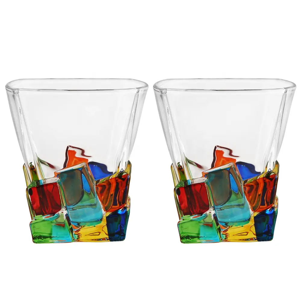 10 Oz Creatieve Whisky Kleurenbril Ouderwetse Cocktail Glazen Bourbon Glazen Rotsen Glazen Voor Liquor Wodka