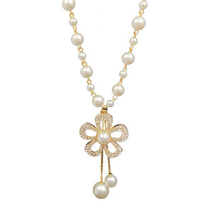Fabricante al por mayor collar femenino <span class=keywords><strong>de</strong></span> alta gama versátil suéter <span class=keywords><strong>de</strong></span> <span class=keywords><strong>perlas</strong></span> largas simples con accesorio <span class=keywords><strong>de</strong></span> cadena <span class=keywords><strong>de</strong></span> eslabones <span class=keywords><strong>de</strong></span> aleación - Product Image 5