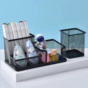 Multifunctional Office Stationary Organizer Mesh Desk Organizer With 4 Compartments