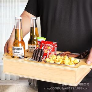Organizador de bandeja para sofá transfronterizo, caja de almacenamiento de madera para cerveza y bebidas, caja de madera para aperitivos, caja de almacenamiento de aperitivos - Product Image 2