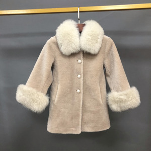 Chaqueta de lana de cordero personalizada para niñas, <span class=keywords><strong>cortavientos</strong></span> de invierno, abrigo grueso de piel de oveja, abrigo de peluche para niños al por mayor - Product Image 1