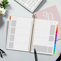 Agenda annuel personnalisé A5, couverture rigide en PU/papier, carnet à spirales, onglets mensuels colorés, bande élastique, agenda de haute qualité, facile à utiliser