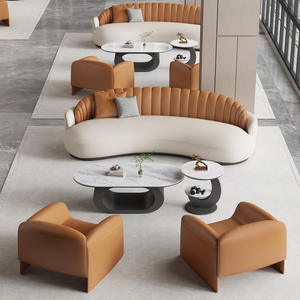 Canapé de bureau modulaire moderne en cuir avec éponge haute densité – Ensemble de mobilier de salon commercial confortable - Product Image 1
