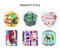 Miroir de poche miniature pliable double face rond avec logo personnalisé