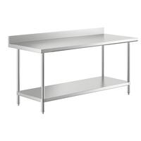 Table de préparation en acier inoxydable 201/304 de 1500 mm, banc à café réglable, finition satinée brossée, avec étagère inférieure, pour buffet commercial