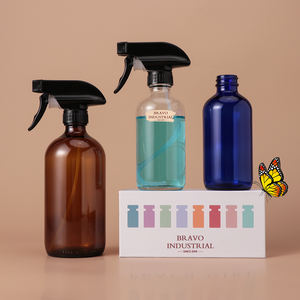 ขวดแก้วใส่น้ำมันหอมระเหยแบบเติมได้ขวดบอสตันพร้อมปั๊มสเปรย์ทริกเกอร์สีดำขนาด250มล. 500มล. สีฟ้าใส - Product Image 2