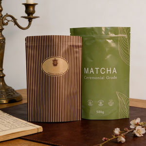 Sacs à café personnalisés avec valve et fermeture éclair transparents 250G Emballage de grains de café Fenêtre transparente montre le produit frais - Product Image 4