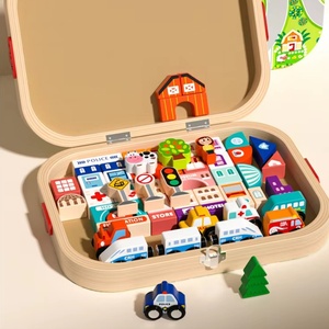 Ensemble de construction magnétique en bois écologique à l'échelle 1:5 pour train, blocs de construction éducatifs pour enfants de maternelle - Product Image 2