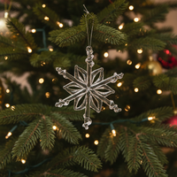 Cristal De Noël Flocon De Neige Suspendu Pendentif En Verre Mosaïque Technique Suncatcher Prisme Lustre Partie Vent Carillon Ornement Écologique