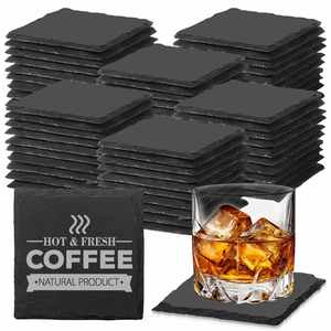 Posavasos de Pizarra Negros Personalizados con Envío Gratuito para el Hogar, Oficina, Cocina, Regalo, Boda, Bar, Fiesta, para Grabado Láser - Product Image 1