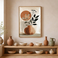 Art mural abstrait floral minimaliste bohème, toile peinte à la main, aquarelle, nature morte, fleurs, affiche, décoration de salon, maison, Mintura