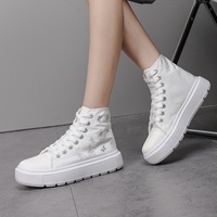 Chaussures montantes tendance en toile pour femme, toutes saisons, grande taille, confortables, doublure en coton, broderie fleurs et papillons