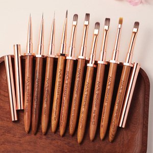 Wooden Handle Gel Builder Brush for Nails with Rest Custom Liner Ombre Blending <b>Paint</b> Nail <b>Pen</b> Big Round Flat Oval Brushes - Product Image 1