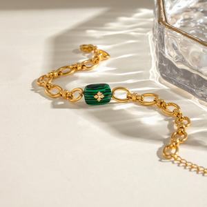 Bracelet en acier inoxydable bicolore or et argent, fait main, avec fermoir OT, pour femme, style bijoux fantaisie - Product Image 3