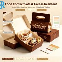 Boîte à emporter pour café et desserts, en papier résistant à la graisse, qualité alimentaire, avec poignée, pour boulangerie et café.