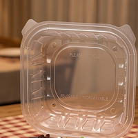 Boîte à lunch jetable noire à 3 compartiments, récipient alimentaire en PP avec couvercle transparent à charnière pour la préparation de repas à emporter