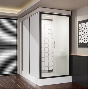 Cabine de douche moderne sur mesure avec receveur en céramique, cadre en alliage d'aluminium, cabine de salle de bain préfabriquée, plusieurs options de design - Product Image 2
