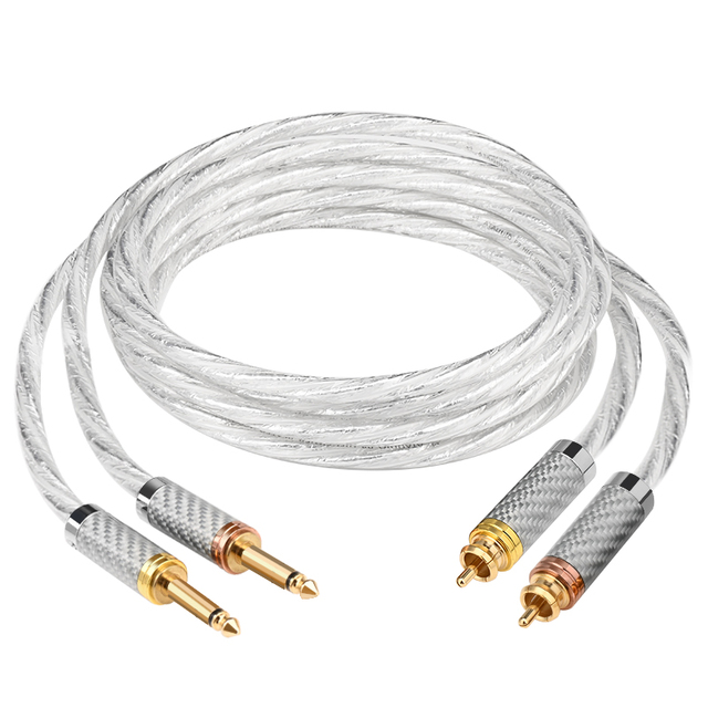 ATAUDIO High Quality Speaker Power Amplifier Dual 6.5mm to Dual Rca OCC Silver-plated Shielding Microphone Cable 6.5 to RCA