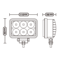 Luz de Trabajo LED Súper Brillante de 18W con Lente 4D y 6 LED, Lámpara Auxiliar de Conducción para 4x4, SUV, Camiones Todoterreno y Tractores