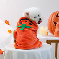 Costume d'Halloween pour animaux de compagnie en forme de citrouille, sweat à capuche en polaire orange, ensemble de conception personnalisée, pack de vente en gros