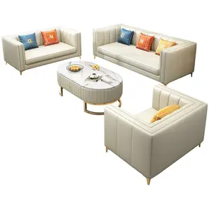 客厅皮革套装巴基斯坦金属木现代木制豪华金色沙发Vip紫色白色沙发套装