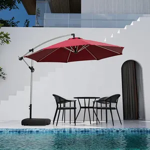 2023 Đồ Nội Thất Ngoài Trời Patio Vườn Chuối Nhôm Thép Vuông Vòng 3M Kim Loại Cantilever Patio Ô Với Cơ Sở