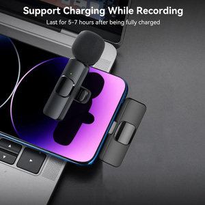 Chuyên nghiệp không dây Lavalier ve áo <span class=keywords><strong>Microphone</strong></span> đa hướng ngưng ghi âm Mic phỏng vấn video podcast vlog Youtube - Product Image 6