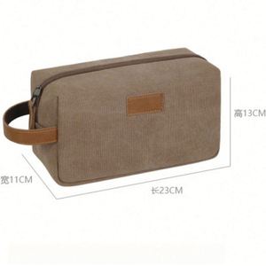 Bolsa de Aseo de Viaje Resistente de Lona Vintage - Neceser Personalizado con Serigrafía para Hombres y Mujeres, Logotipo Personalizado Disponible - Product Image 4