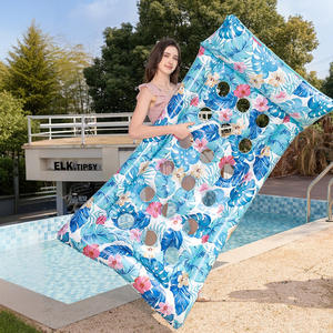 Cama Flotante Inflable con Flores y Hojas, Almohada Reclinable, Anillo de Natación, Tumbona para Piscina, Asiento para Adultos - Product Image 1