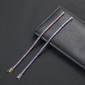 Pulsera de tenis de circonio de 4 mm con incrustaciones de circonio de una sola fila en cobre, joyería para mujer, estilo Hip Hop, Tanjing Fashion, collar Lijing - Product Image 1