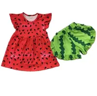 Vêtements pour bébés, 2 pièces, tenue pastèque, tunique à volants, haut et short, boutique, été