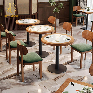 <span class=keywords><strong>Vintage</strong></span> Design personalizzato quadrato in legno caffè e ristorante Set di mobili divano stand tavolo e sedia per Coffee Shop - Product Image 5