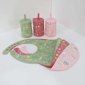 Vente en gros de Chine de bavoirs pour bébé en silicone à motif imprimé ensemble de tasses en silicone pour le dîner avec logo acceptable ensemble de repas pour bébé personnalisé en silicone - Product Image 5