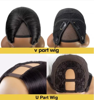 10 12 14 16 18 20 22 24 26 28 30 32 pouces de haute qualité indien cheveux ondulés V partie perruque femme Clips en pièce vague de corps perruques de cheveux humains