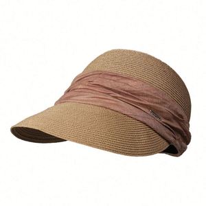 2025 New Spring Summer Retro Baseball Cap Women Fashion Large Brim Spliced Fabric <b>Sunscreen</b> Sun Hat - Product Image 5